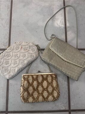 Vintage Three-Piece Women’s Evening Bag Set - Ivory, Cream, Champagne